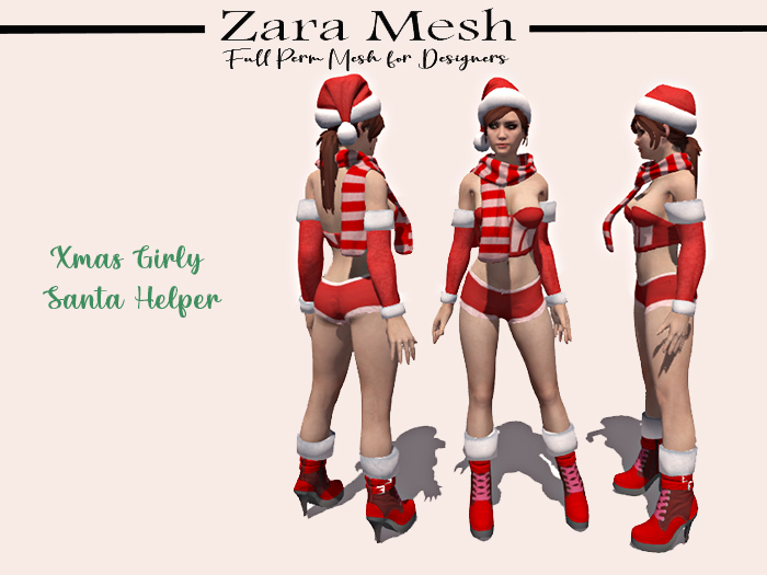 Second Life Marketplace ZM Christmas Girly Santa Helper FULL